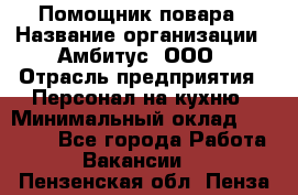 Помощник повара › Название организации ­ Амбитус, ООО › Отрасль предприятия ­ Персонал на кухню › Минимальный оклад ­ 15 000 - Все города Работа » Вакансии   . Пензенская обл.,Пенза г.